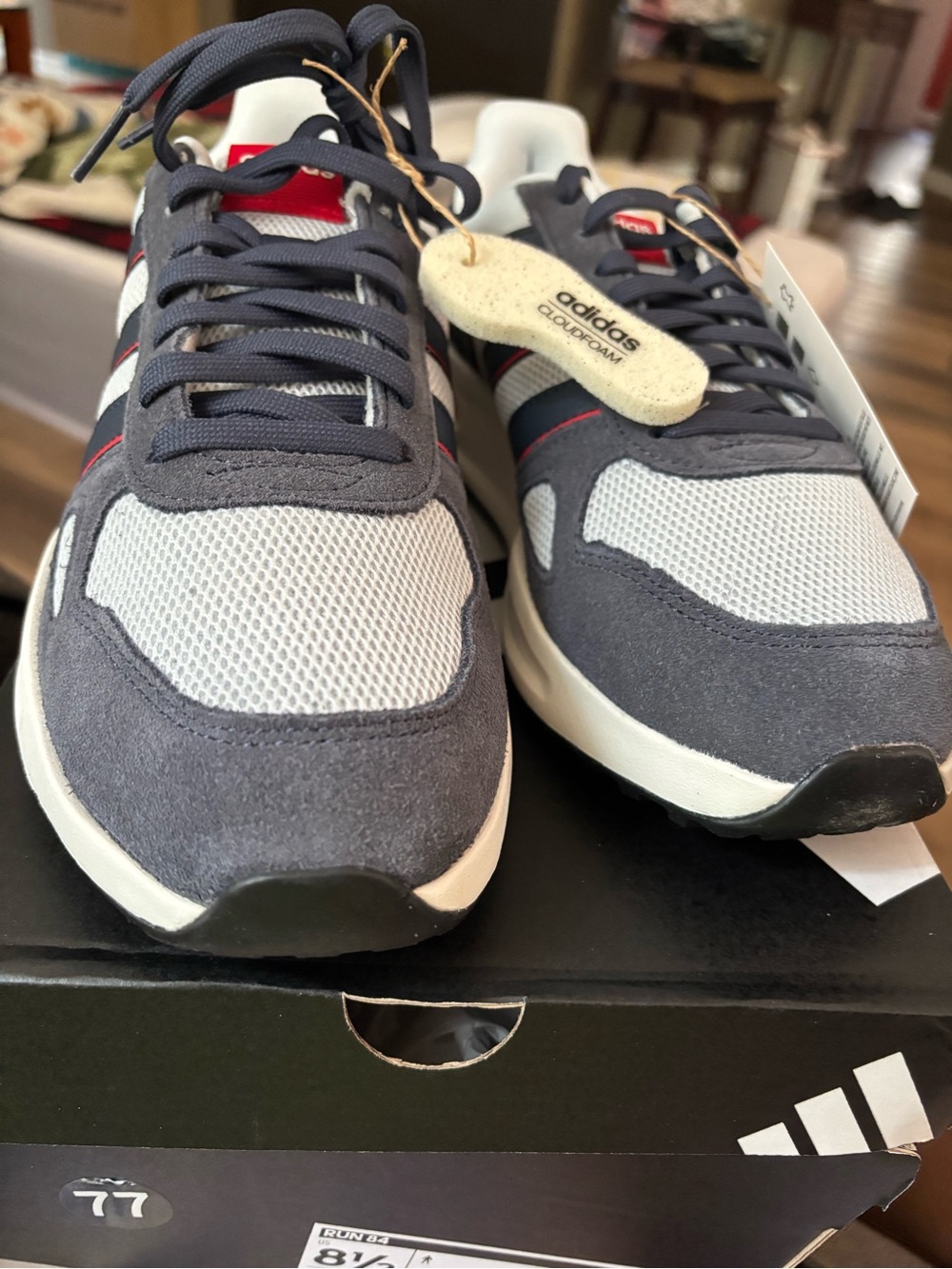 adidas Navy, Grey & White Retro Mesh Sneakers